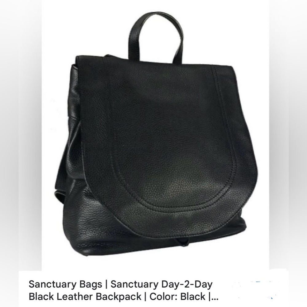 NWOT Sanctuary Black Leather Backpack - Picture 2 of 13